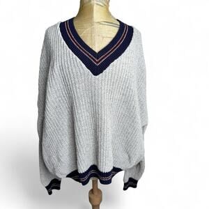 Vintage Knit Tennis Cricket Varsity Sweater Women‎ M Slouchy Chunky Baggy USA